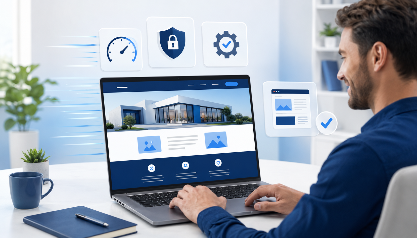 Small business owner using a fast and secure static website